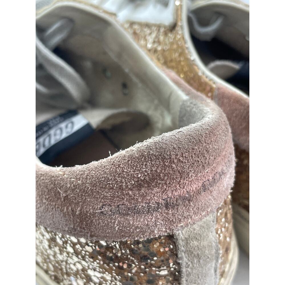 Golden Goose Gold Suede Glitters Star Patch Lace Up Round Toe Sneakers Shoes 10 - Picture 7 of 9